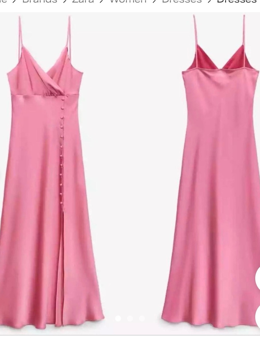 Zara Satin Slip Maxi Dress in bubble gum pink